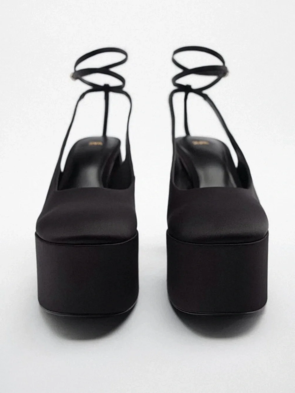 ZARA HIGH HEEL PLATFORM SLINGBACK SHOES BLACK